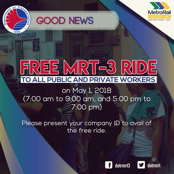 DOTr free MRT 3 rides on May 1 • Free MRT-3, PNR rides on May 1