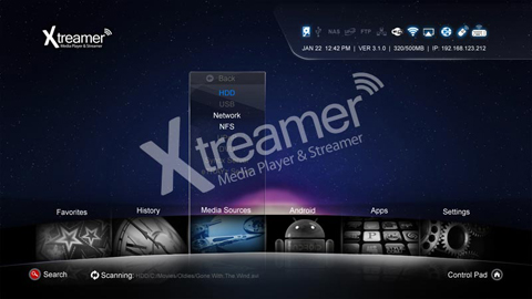 Xtreamer Sidewinder3 Homepage Media Sources • Xtreamer Prodigy Review