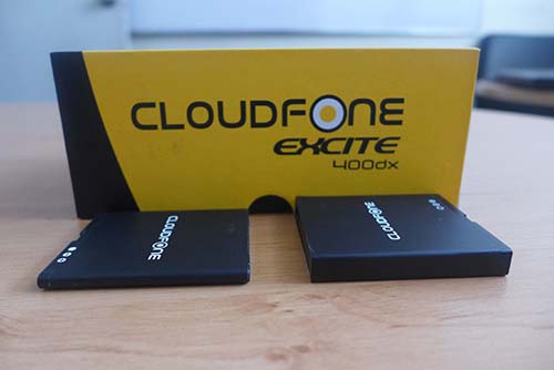 CloudFone Excite 400dx's 1400mAh and 3000mAh batteries