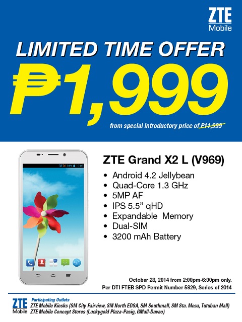 • Zte Grand X2 L Promo • Zte Grand X2 L Phablet To Go On Sale For Just Php2K