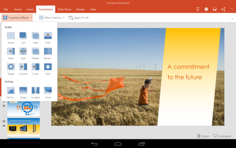 Powerpoint For Android Preview • Microsoft Brings Office To Iphone And Android Tablets
