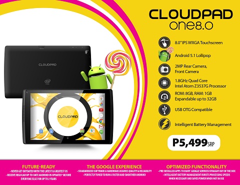Cloudfone Cloudpad One 8 1 • Cloudfone Cloudpad One 8.0: 8-Inch, Android 5.1