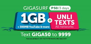 Smart upgrades GigaSurf 50 with unli-texts to all networks