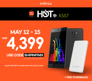 Infinix Hot 4 now on sale at Shopee for Php4,399