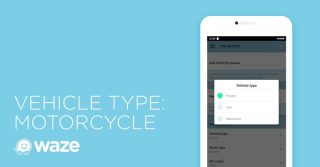 Waze now has a motorcycle option, "OK Waze" voice command