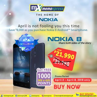 Nokia 8 gets a promo price cut at MemoXpress