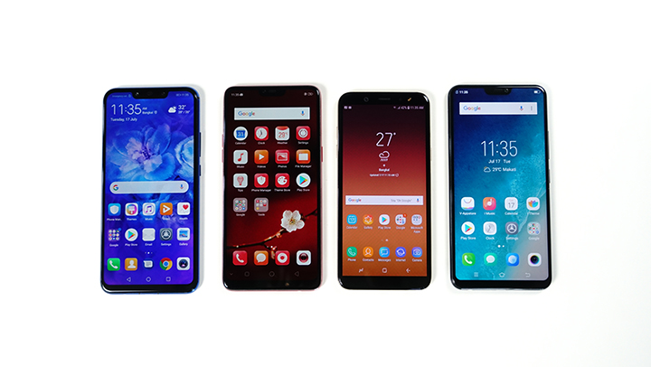 Samsung • Smartphone Display • Huawei Nova 3I Vs Oppo F7 Vs Samsung Galaxy A6 Vs Vivo V9: 4-Way Comparison Review