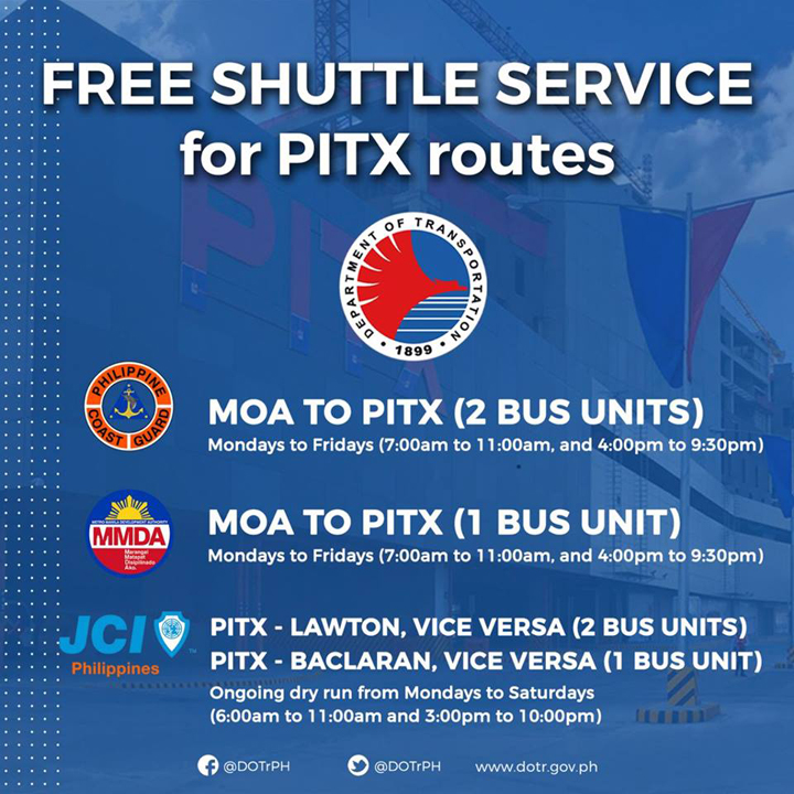 free shuttle service pitx route • DOTr offers free shuttle service for PITX routes