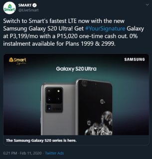 Smart announces postpaid plans for Samsung Galaxy S20 Ultra