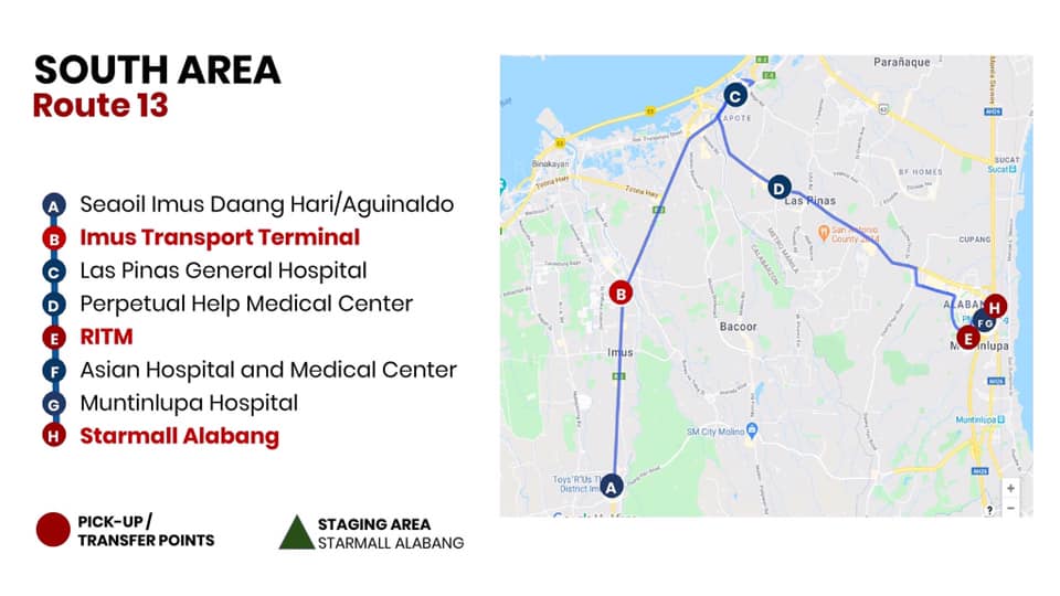 dotr route 13 • List of free transport and pickup points in Metro Manila for health workers and frontliners