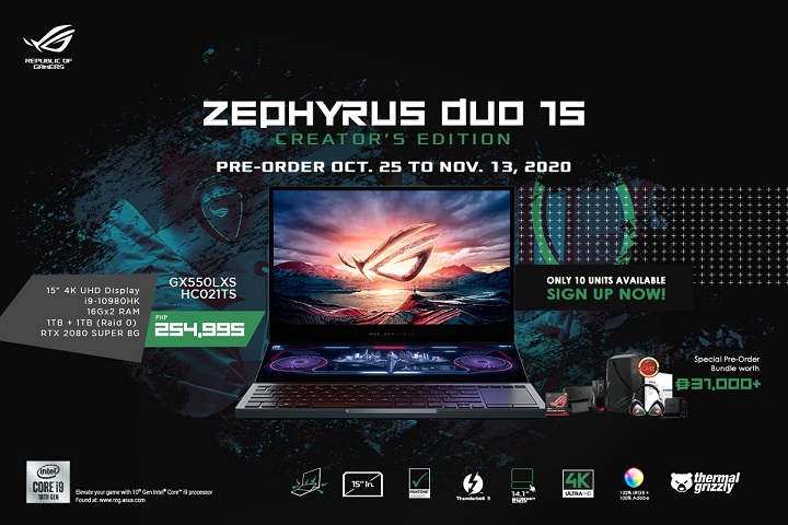 Rog Zephyrus Duo 15 Creators Edition Open For Pre Order • Asus Zephyrus Duo 15 Creator'S Edition Priced In The Philippines