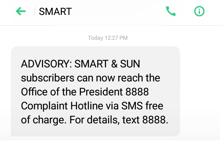 • Smart Advisory 8888 • Office Of The President, Smart Launch 8888 Complaint Hotline