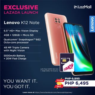Lenovo K12 Note now in the Philippines