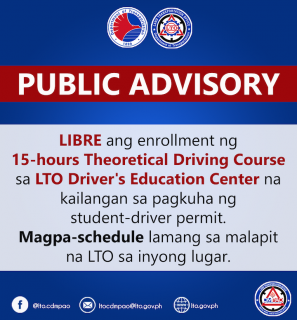 15-Hour Theoretical Driving Course free at LTO