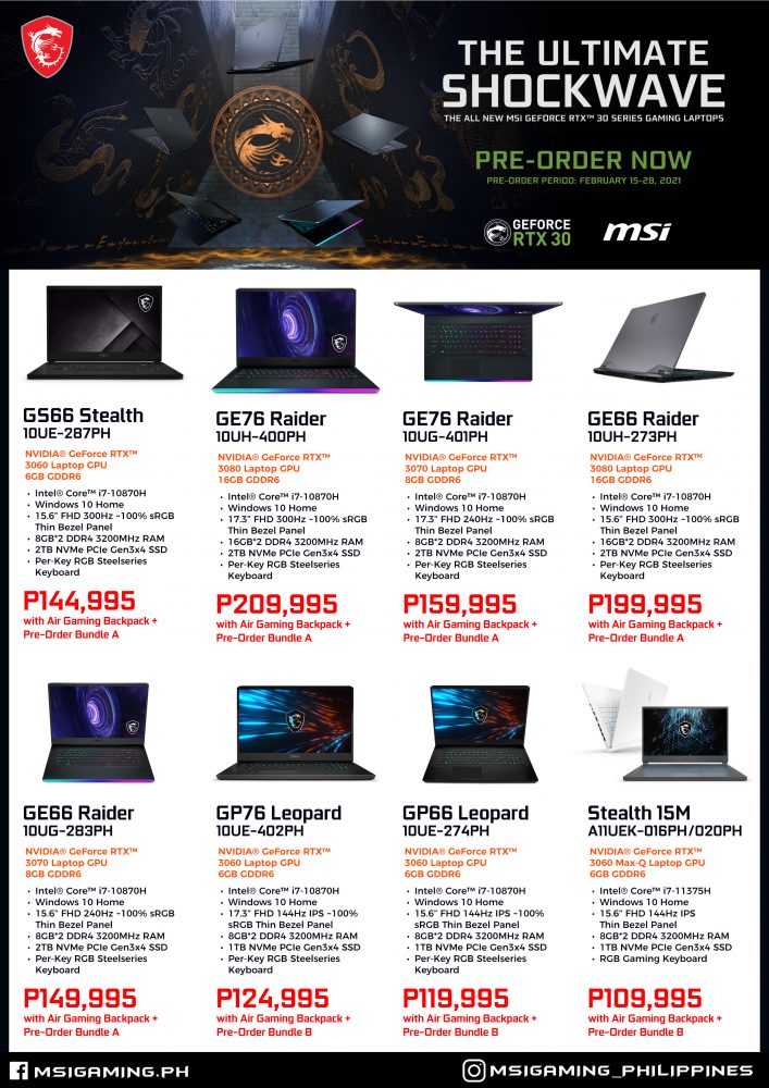 Msi Rtx 30 Series • Msi Ph Launches New Gaming Laptops With Rtx 30 Series Graphics