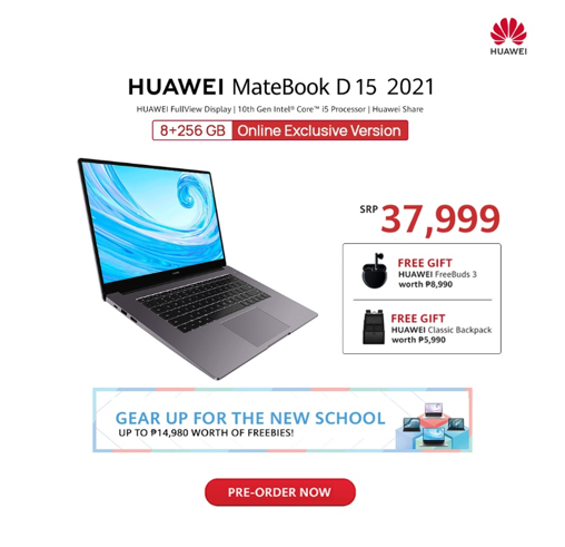 Huawei Matebook D15 8Gb256Gb 1 • Huawei Matebook D 15 (Core I5, 8Gb + 256Gb) Price In The Philippines