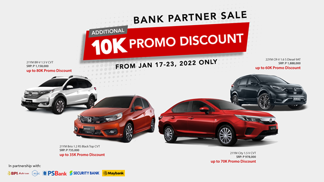Honda offers discounts with bank partners on Jan 17-23