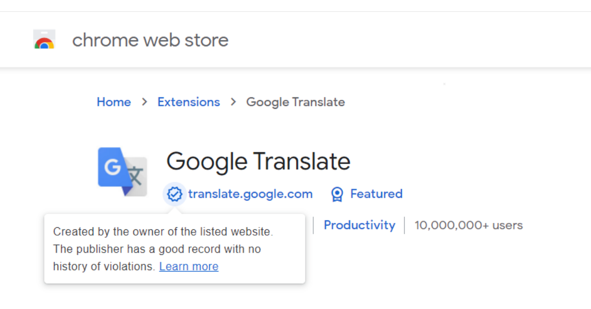 New chrome webstore badge