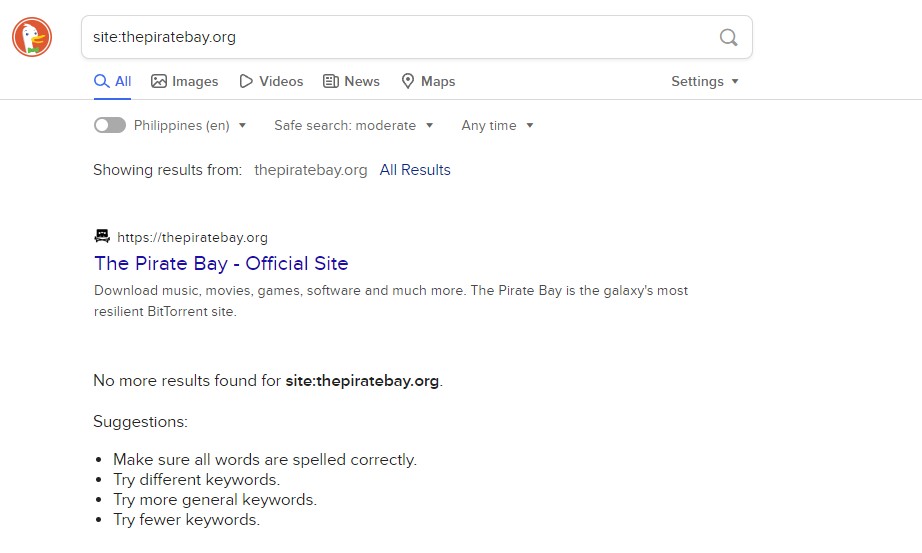 Duckduckgo Piracy Update