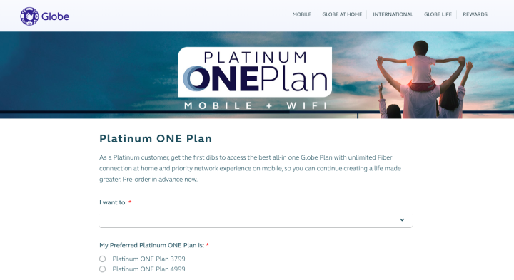 Platinum One Plan Globe