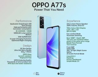 OPPO A77s specs and design leaked