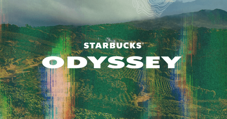 Starbucks • Starbucks Odyssey • Starbucks Odyssey позволяет клиентам зарабатывать и покупать цифровые коллекционные марки (Nfts)