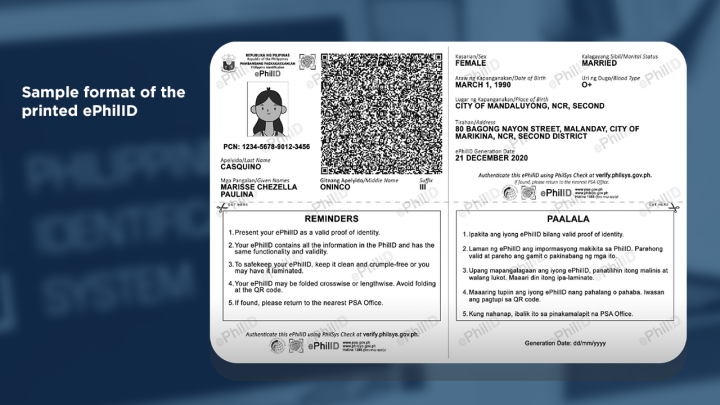 Printed Ephilid Sample Format