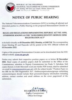Sim Registration Act Hearing