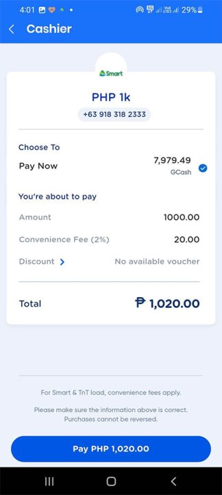 Gcash Smart Load Fee