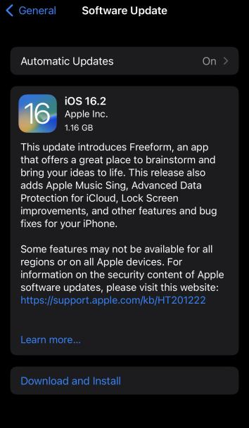 Ios 16.2 Update Settings