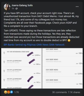 Multiple reports of Unauthorized Withdrawal Transactions with BPI