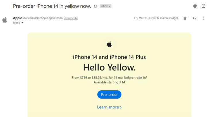 Iphone 14 In Yellow