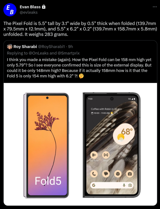 Evan Blass Google Pixel Fold 2