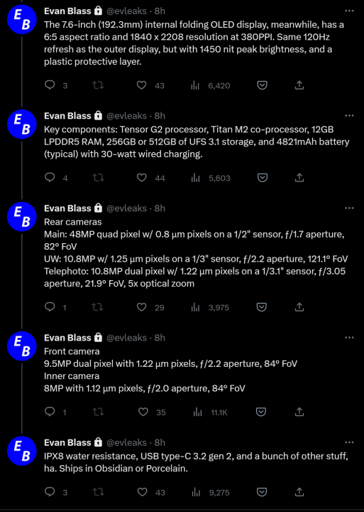 Evan Blass Google Pixel Fold