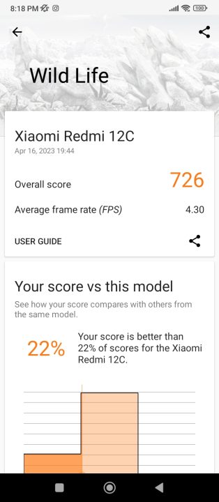 Redmi 12c 3d Mark Wild Life