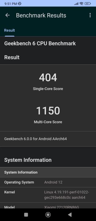 Redmi 12c Geekbench 6