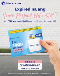 Revive Globe at Home Prepaid SIM for Php88 with 10GB data