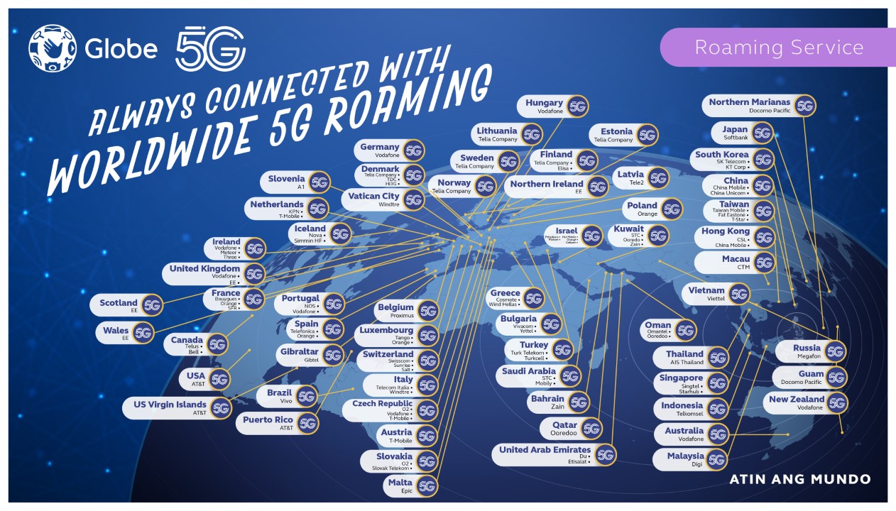 Globe 5g Expands Coverage 67 Countries Territories Fi