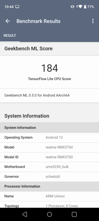 Realme C53 Geekbench Ml