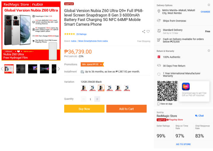 Ss Nubia Z60 Ultra Lazada Official