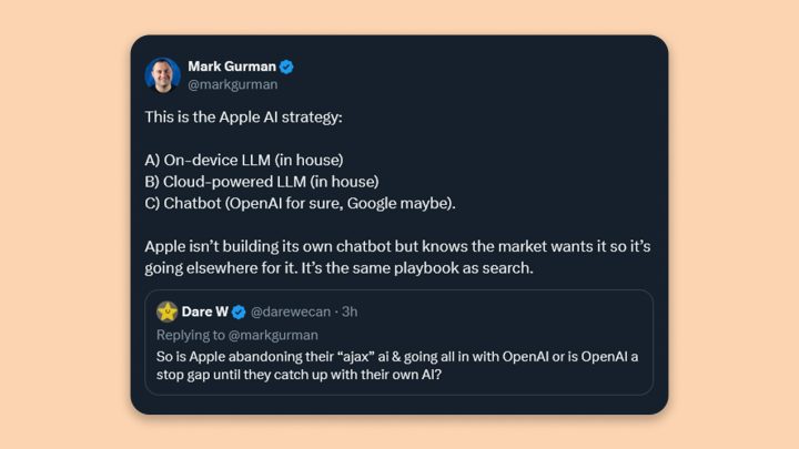 Apple Ai Strat (tweet By Mark Gurman)