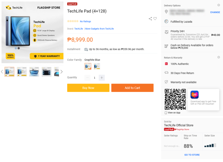 Ss Techlife Pad (4 128) Lazada Ph