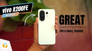 Vivo X200 FE smartphone in hand showing its compact design and camera.