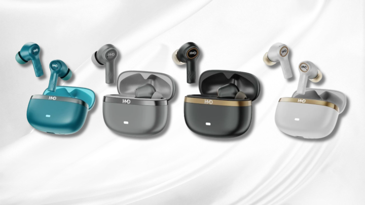 Six new HMD DUB Series earbuds displayed in a lineup.