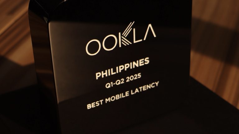 Ookla award certificate for Best Mobile Latency in the Philippines.