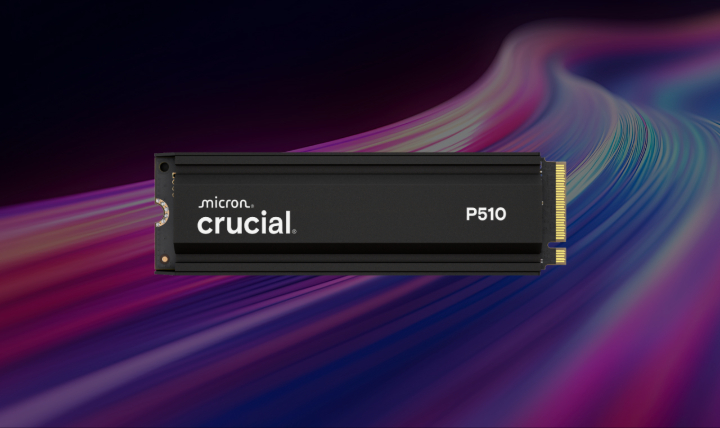 Crucial-branded RAM modules and SSDs on display