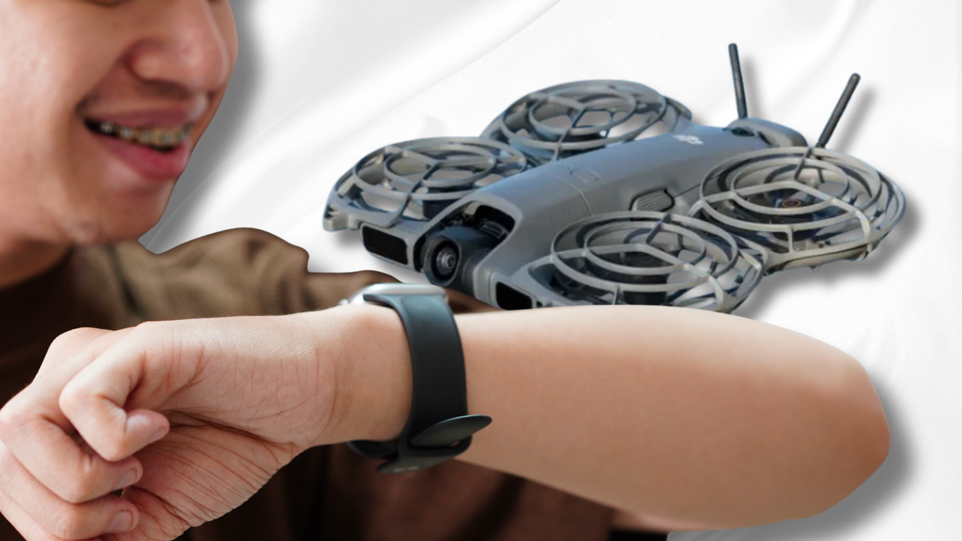 Apple Watch displaying live feed from DJI Neo 2 drone