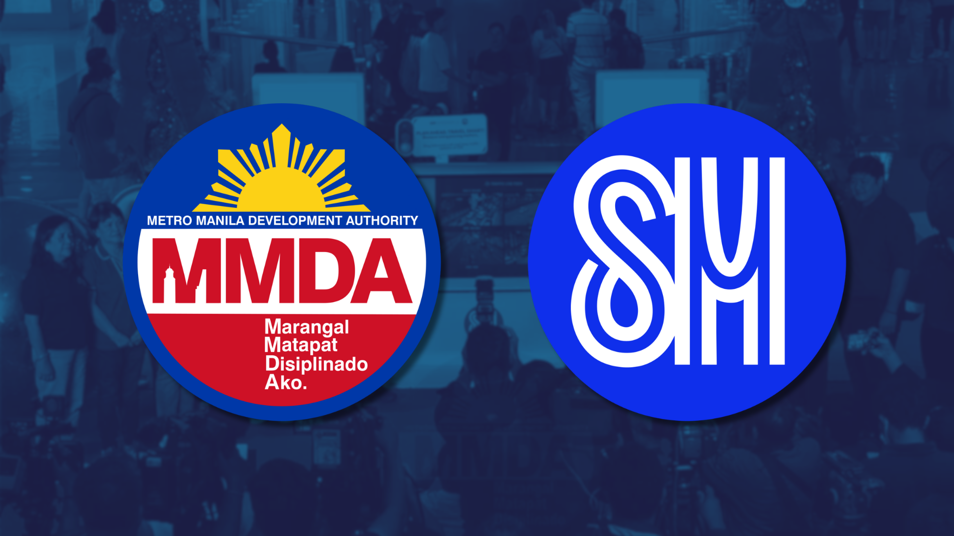 Live CCTV traffic feed from MMDA cameras displayed on a screen in SM Megamall.