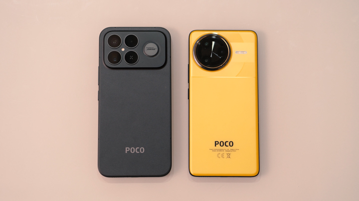 Side-by-side comparison of POCO F8 Ultra and F7 Ultra smartphones