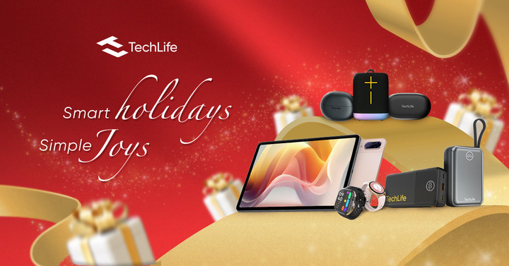 TechLife Pad Pro tablet and Smart Watch Neo on festive holiday display